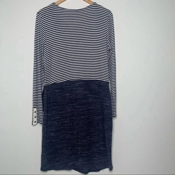 Dolan Anthropologie Left Coast Collection Navy Stripe Long Sleeve Dress Large - Picture 7 of 9